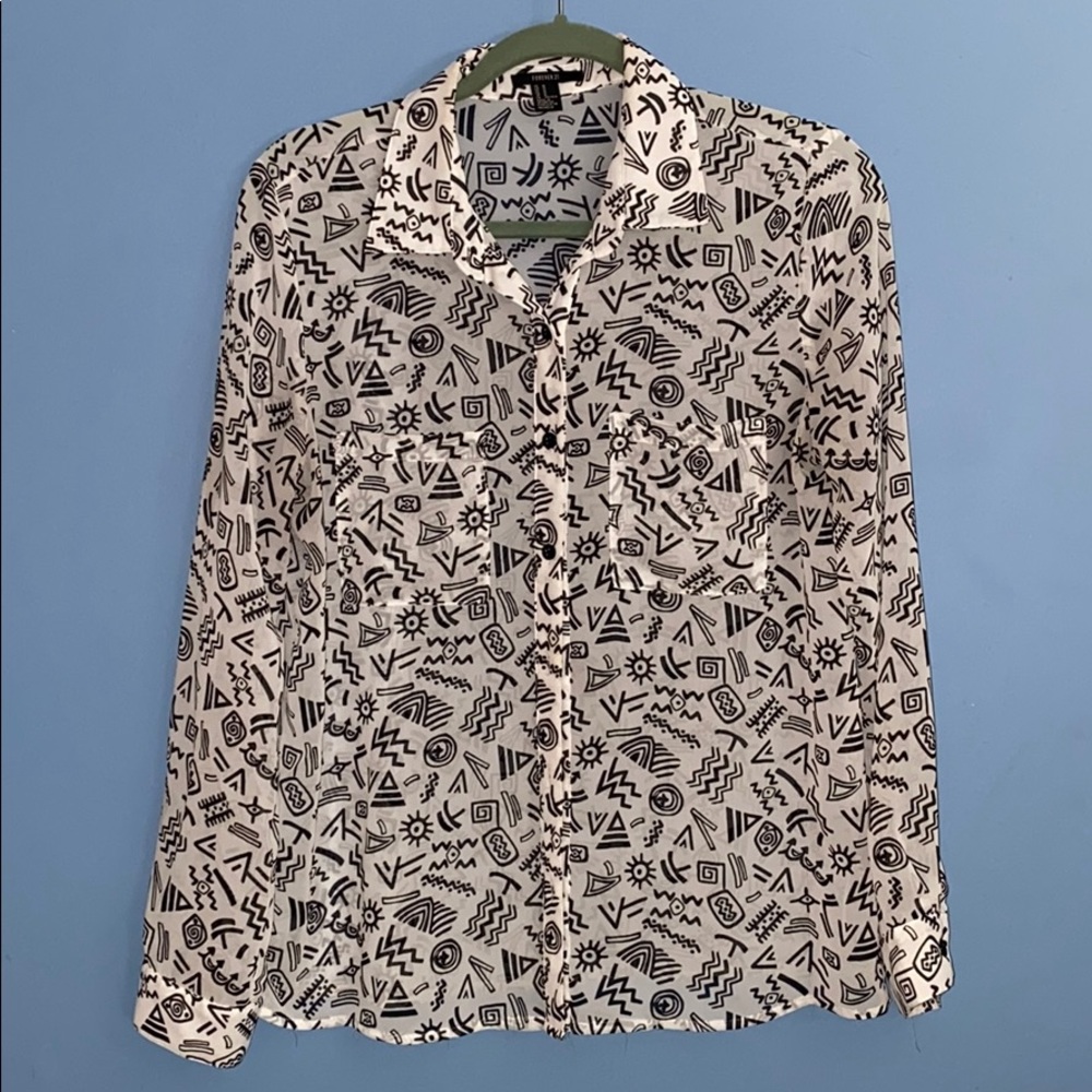 Doodle pattern blouse